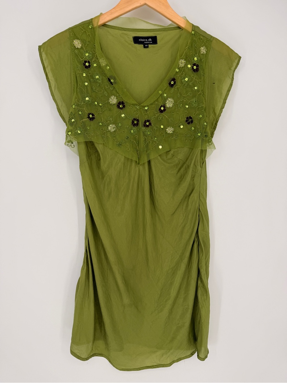 Green Silk Fairycore Sequin Dress Forest Fairy Goblincore Whimsigoth Y2K M/L